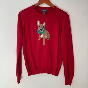 Mod Cloth Festive Christmas Pullover Frenchie Sweater Size Small